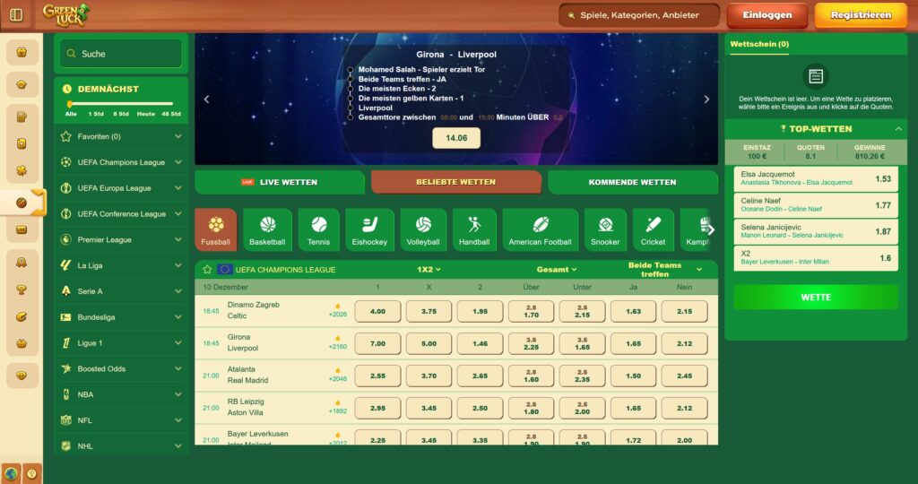 Greenluck Casino Sportwetten